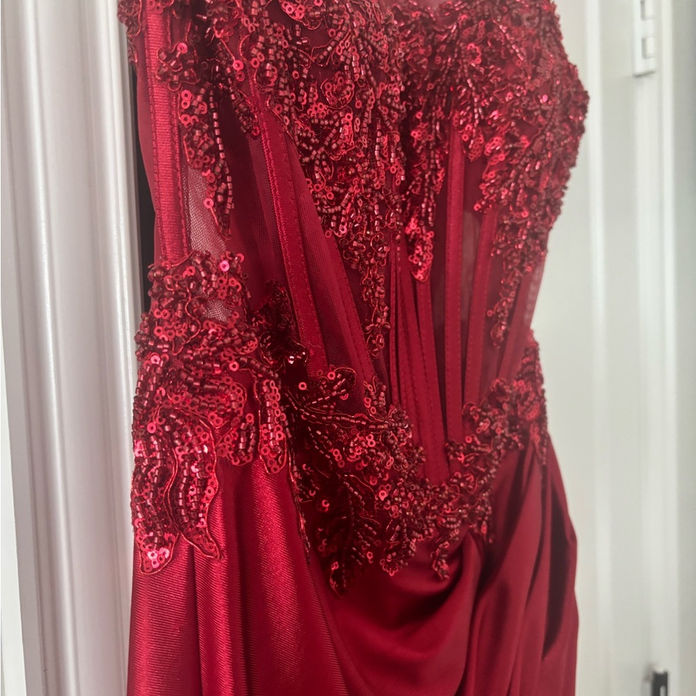 Faviana Glamour Red Gown with Sequins